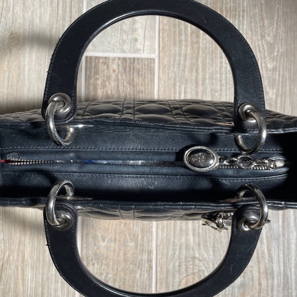 CHRISTIAN DIOR Black Medium Cannage Lady Dior Bag - Picture 7 of 15